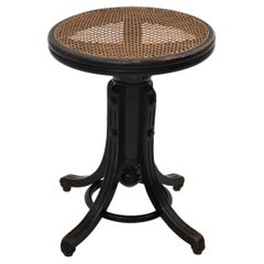 Used Thonet Style Revolving Stool with Cane Seat