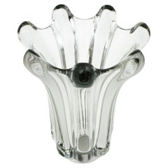 Flavio Poli Seguso Vase en verre d'art tiré transparent de Murano