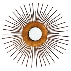 Monture encastrée néoclassique française Sunburst en fer doré, années 1940