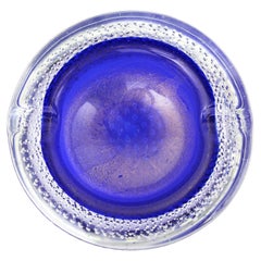 Seguso Vetri d'Arte Cobalt Blue Murano Bullicante Art Glass Bowl or Ashtray