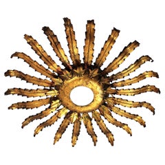 Sonnenschliff-Leuchte aus vergoldetem Metall, 1960er Jahre