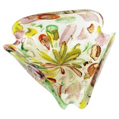 Organische Murano Multicolor Murrine Italienische Kunstglasschale mit Silberflecken, 50er Jahre