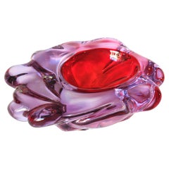 Livio Seguso Murano Purple Red Blue Alexandrite Art Glass Bowl