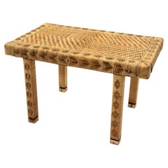 Hand Woven Wicker Rattan Stool or Side Table,  Spain, 1960s