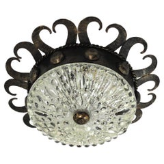 Lampadaire Crown Light Revive, fer forgé et verre, années 1950