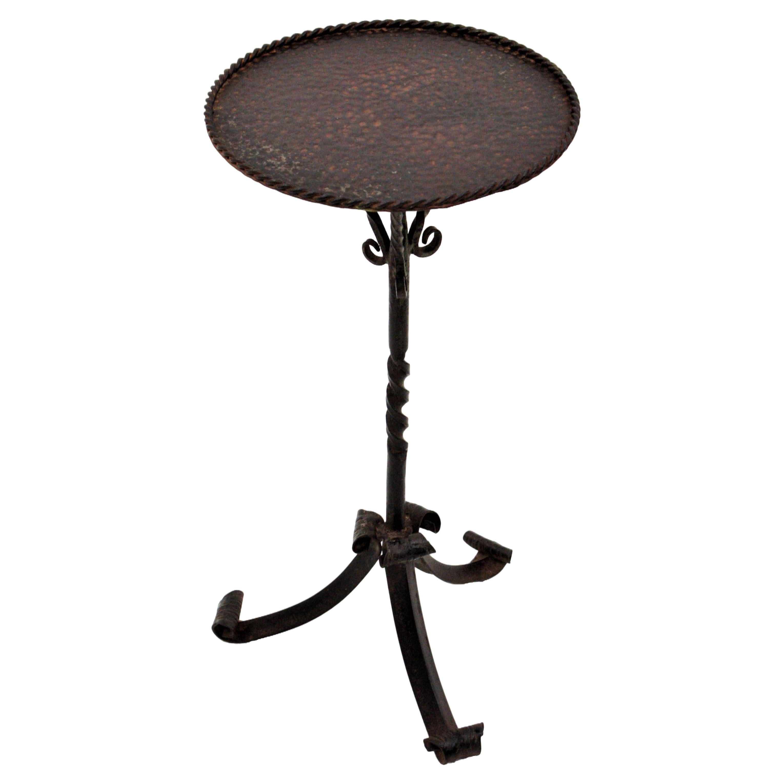 Spanish Side Table Gueridon / Drinks Table, Wrought Iron For Sale