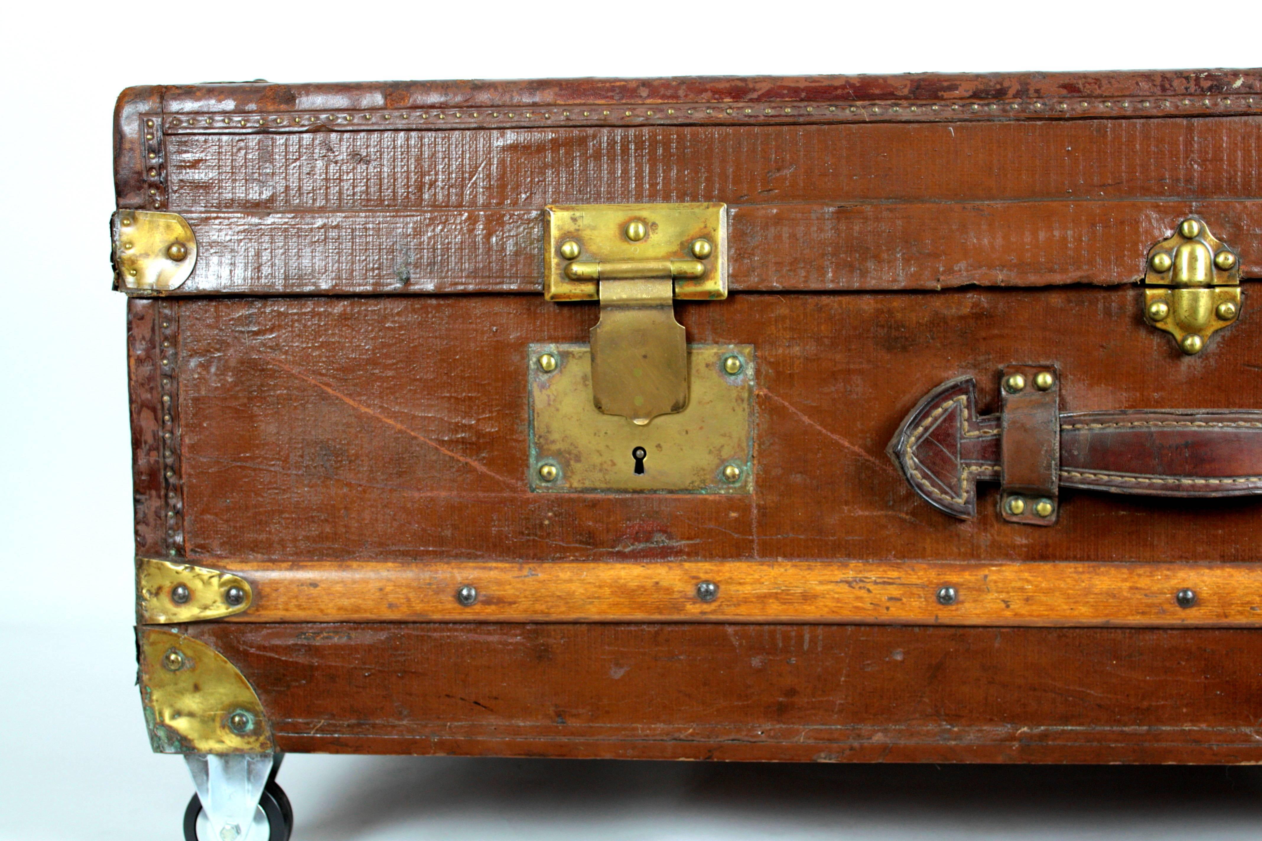 Late 19th Century 19 th c. French Steamer Trunk as Coffee Table