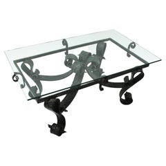 Base de mesa de centro de hierro forjado a mano, diseño brutalista, Francia, década de 1960