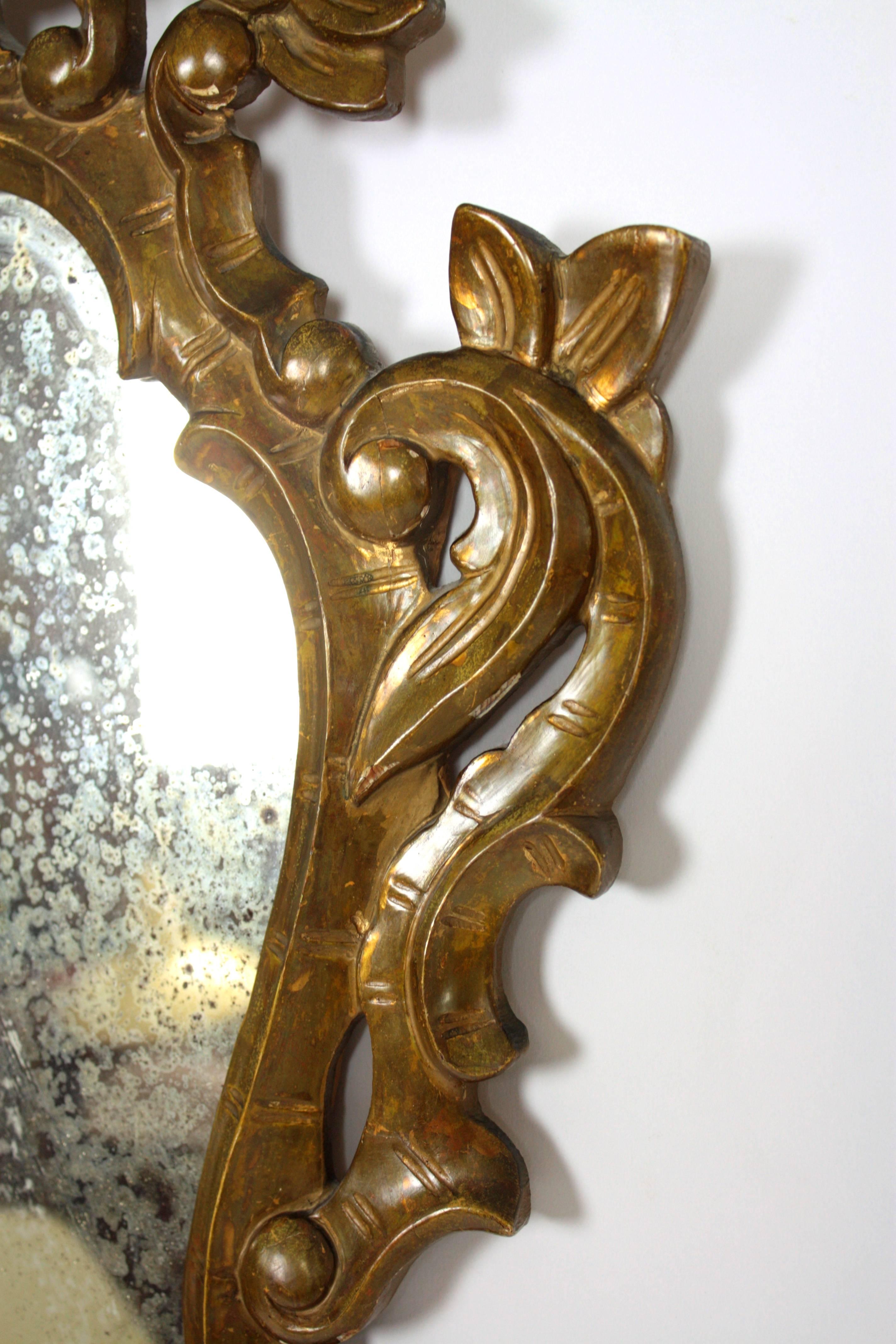 Spanish 19th Century Rococo style Carved Giltwood Mirror , 19th Century In Good Condition In Barcelona, ES