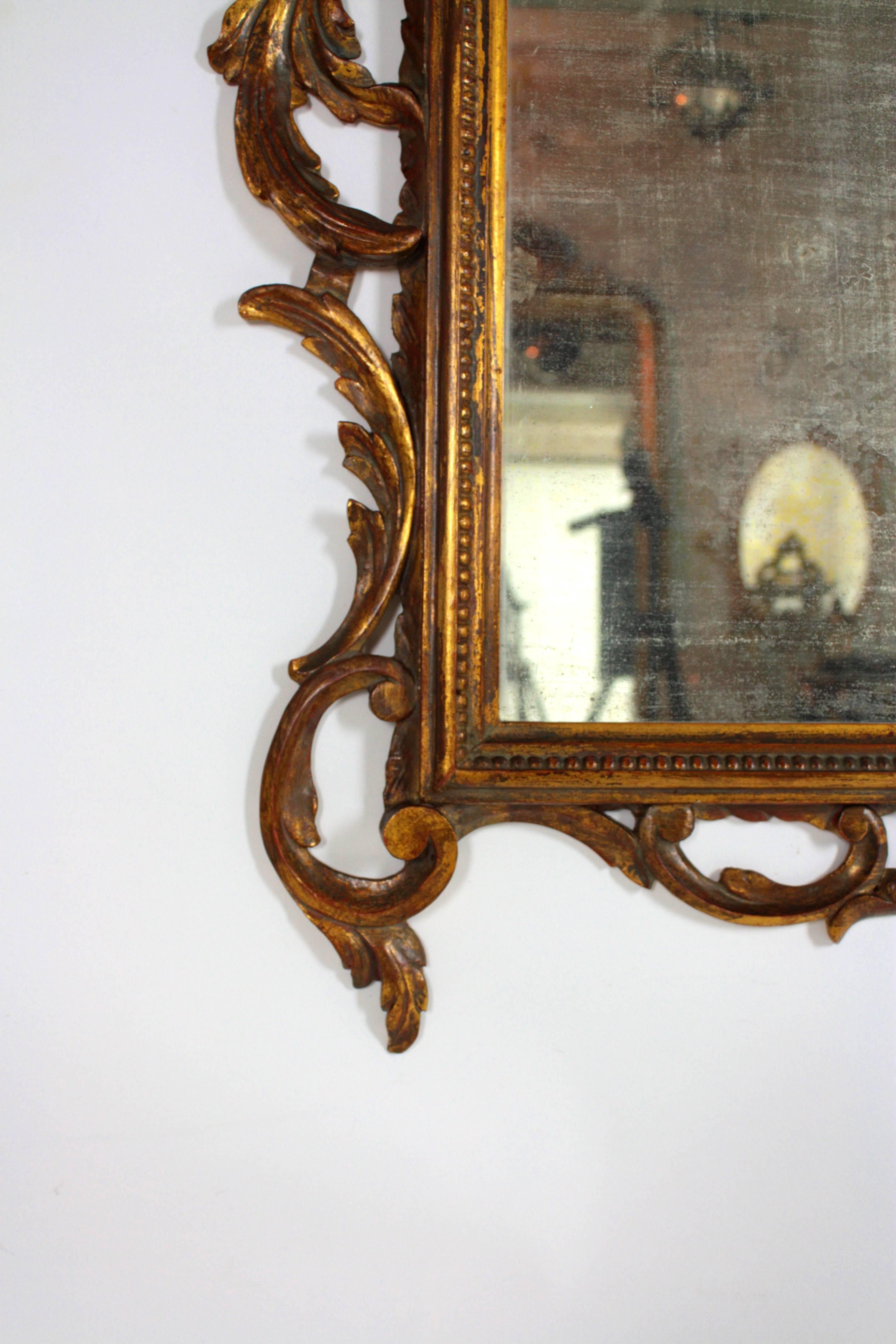 Carved 19th Century Spanish Rococo Style Giltwood Mirror