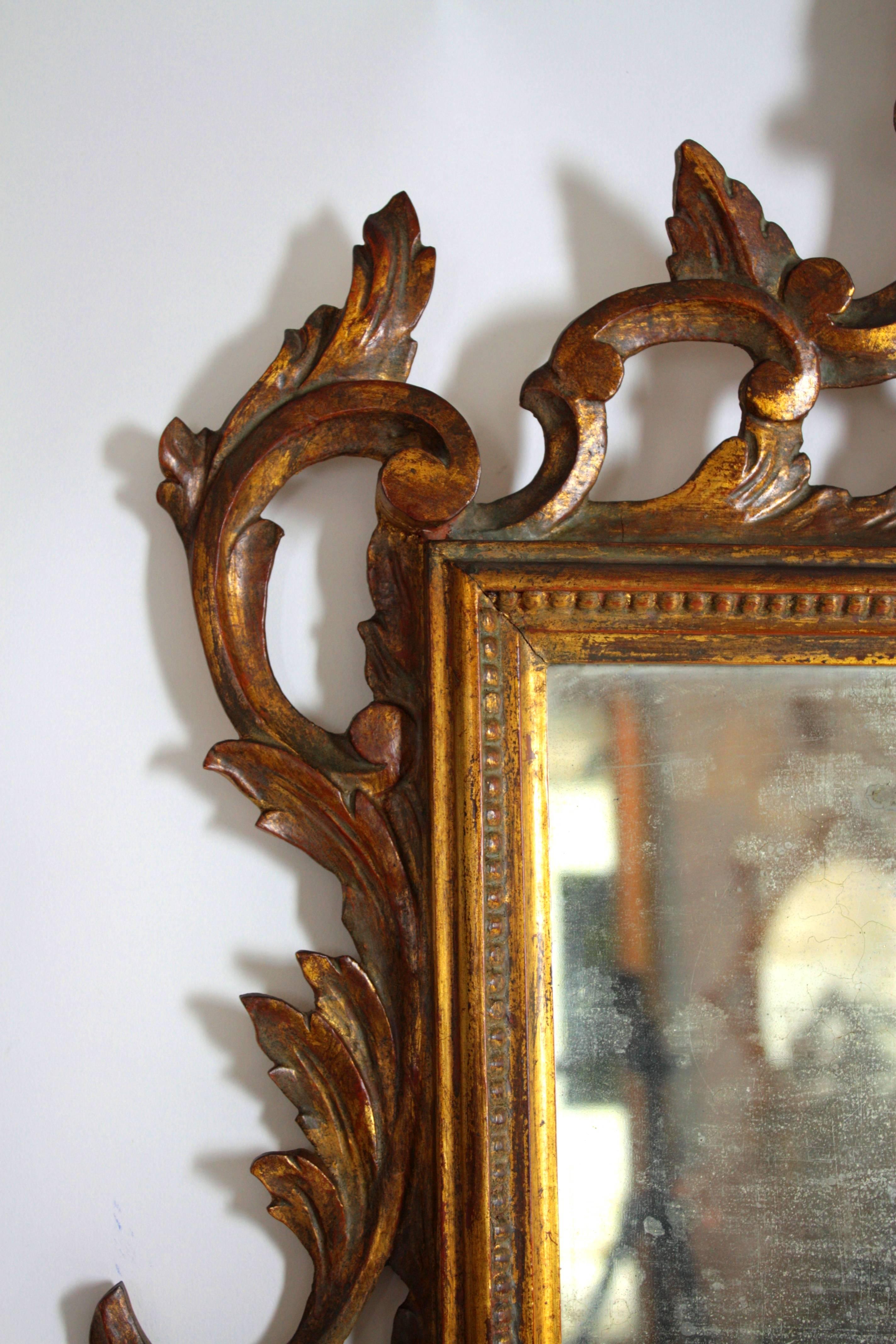 19th Century Spanish Rococo Style Giltwood Mirror 1