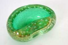 Exquisite Archimede Seguso Murano Controlled Bubbles and Gold Dust Glass Bowl