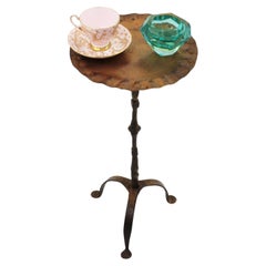 Gilt Iron Gueridon End Table with Wavy Top, 1940s