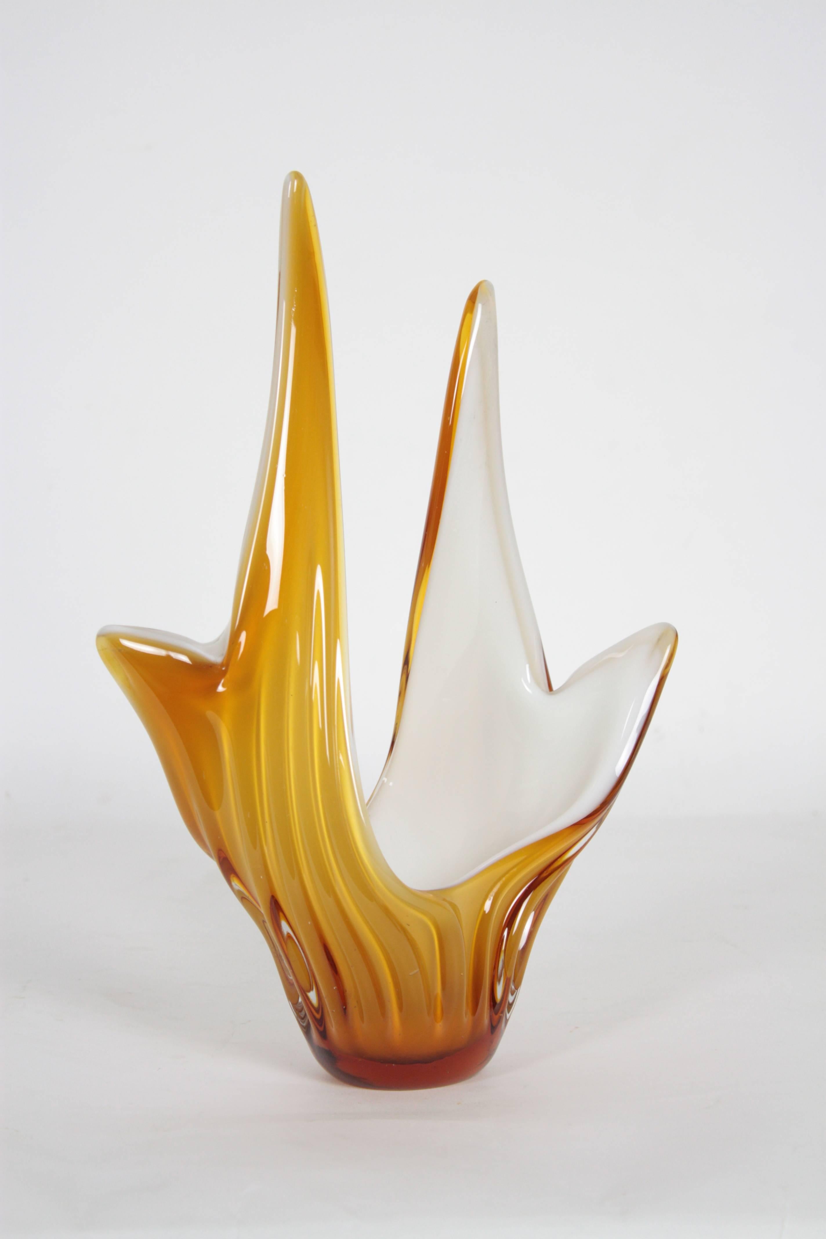 Mid-20th Century 1960s Italian Toffee and White Murano Glass Vase
