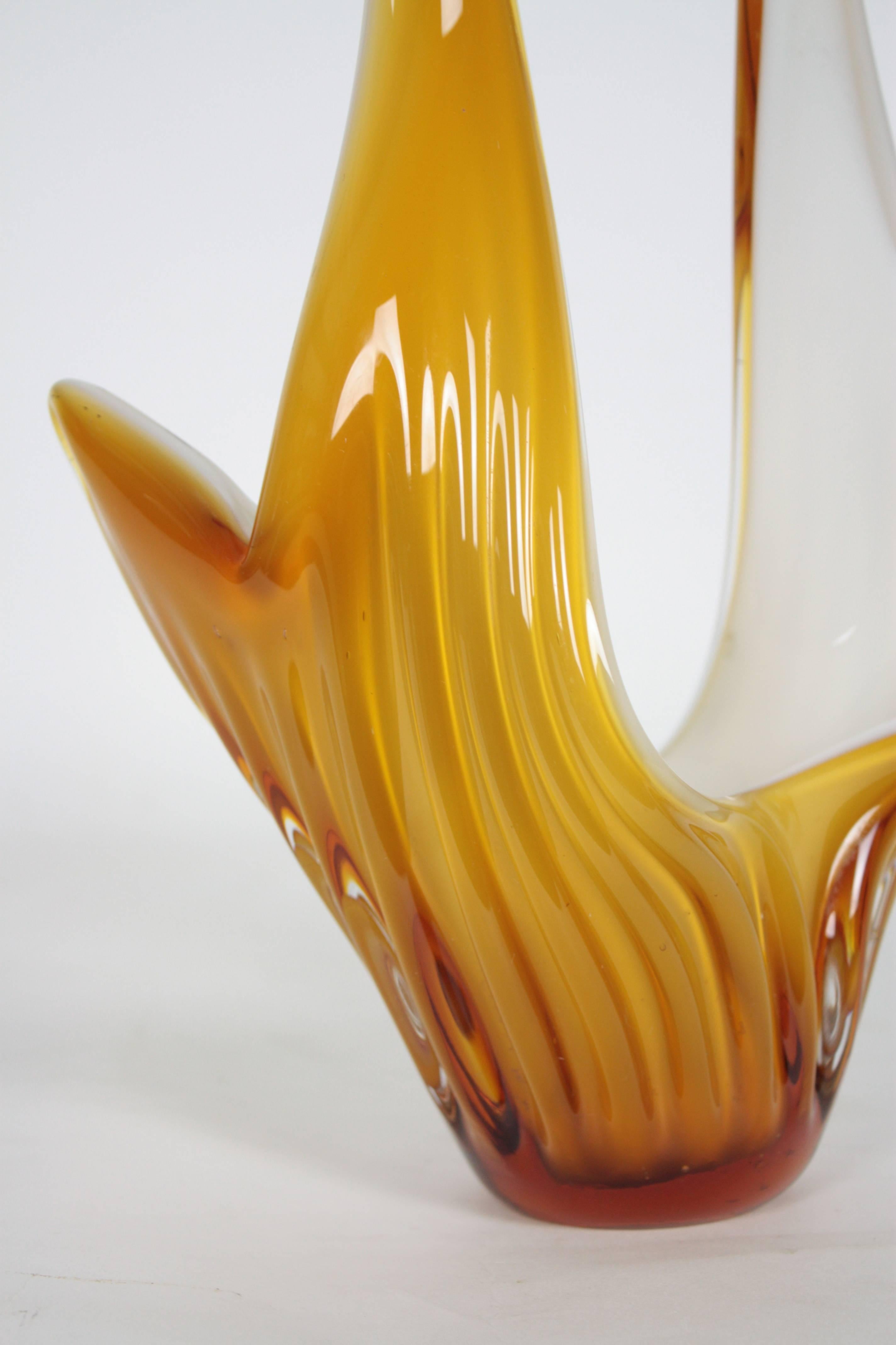 Mid-Century Modern 1960s Italian Toffee and White Murano Glass Vase
