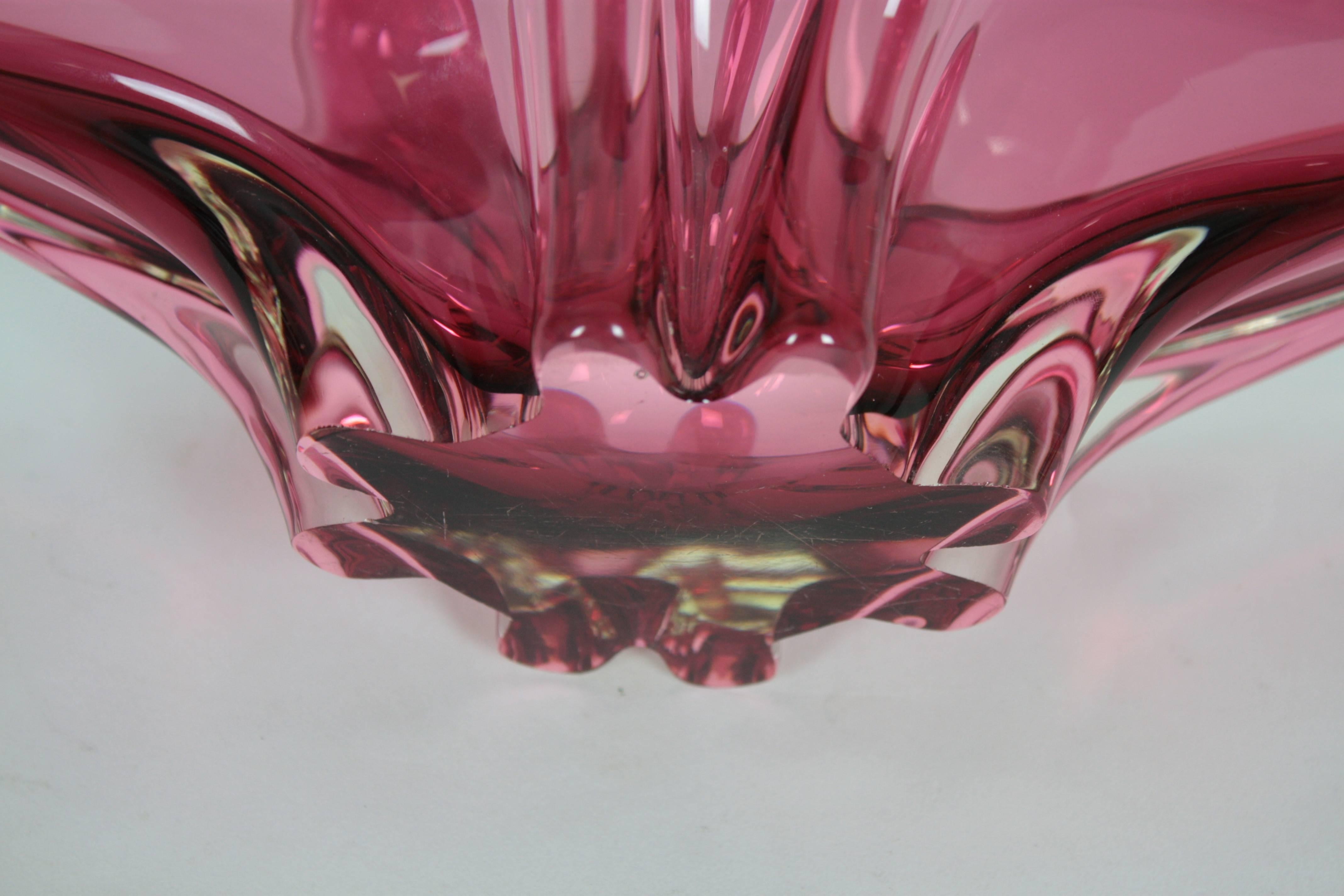 Monumental Fratelli Toso Chambord Murano glass Burgundy Pink Centerpiece. 3