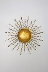 Set of Brutalist Gilt Iron Sunburst Mirrors, Spain, circa 1960