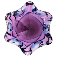 Cuenco o cenicero de vidrio artístico Seguso Murano Rosa Púrpura Sommerso, Italia, años 60