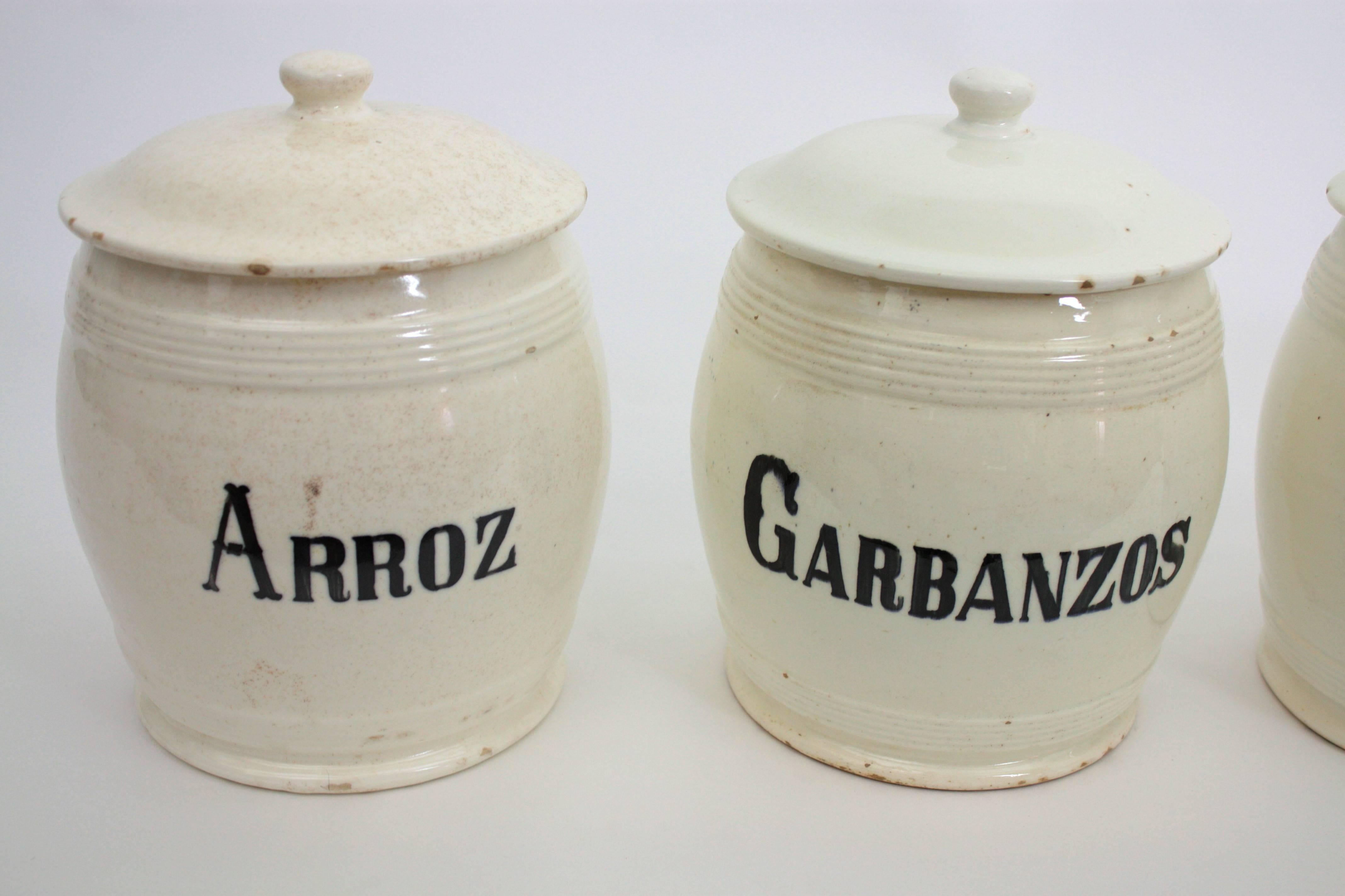 Glazed Collection of Spanish 19th Century Ceramic Kitchen Pots