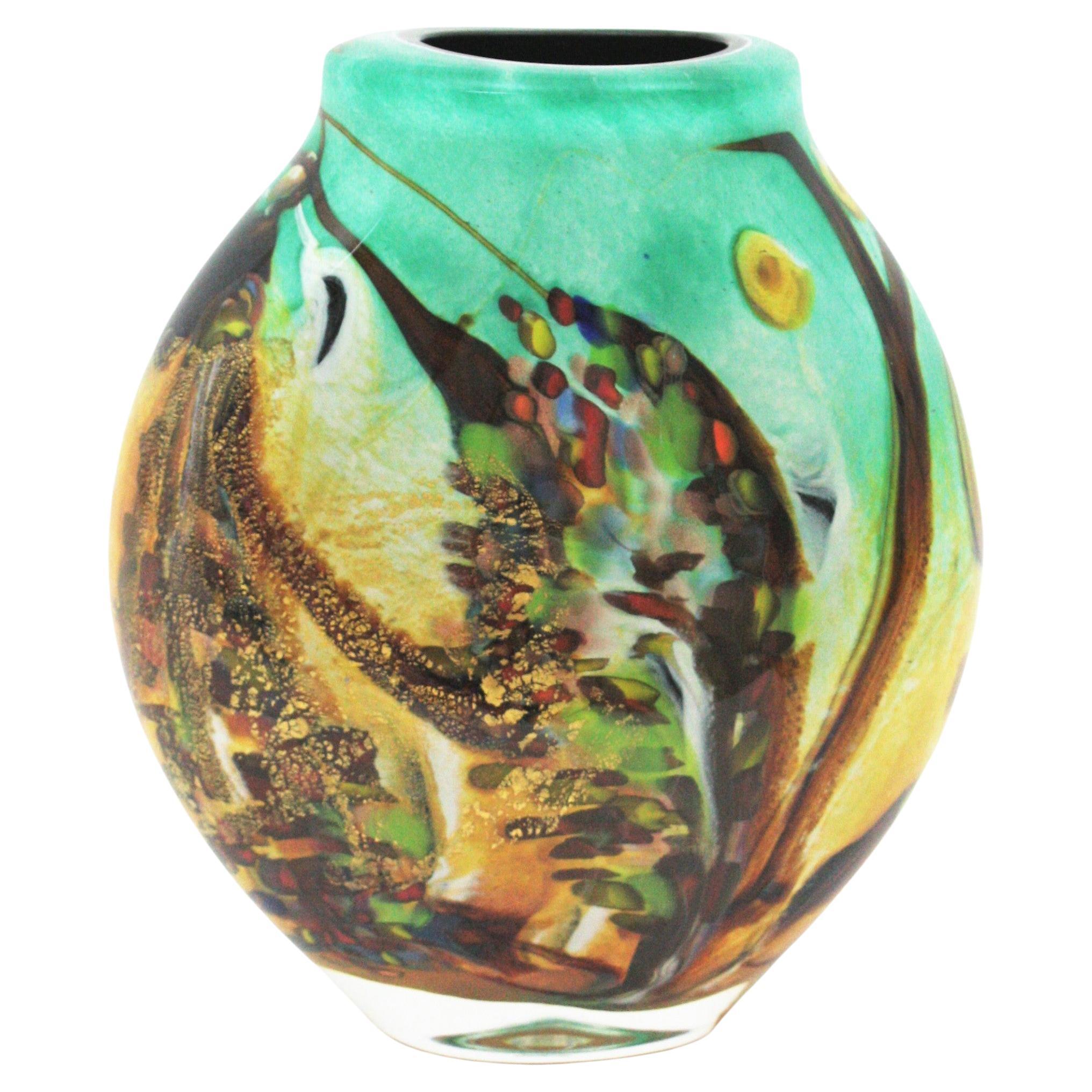 AVEM Murano Tutti Frutti Murrine Vaso in vetro artistico multicolore, anni
50