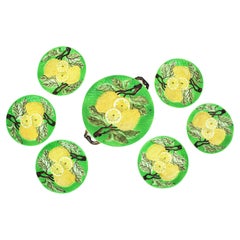 Lemons Majolica Ceramic Dinnerware Dessert Serving Set for Six