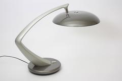 Spanish Fase Boomerang 64 Grey Enamel Desk Lamp, 1960s