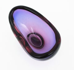 Luciano Gaspari Pink Purple Sommerso Murano Art Glass Bowl, Signed, Italy 1960s