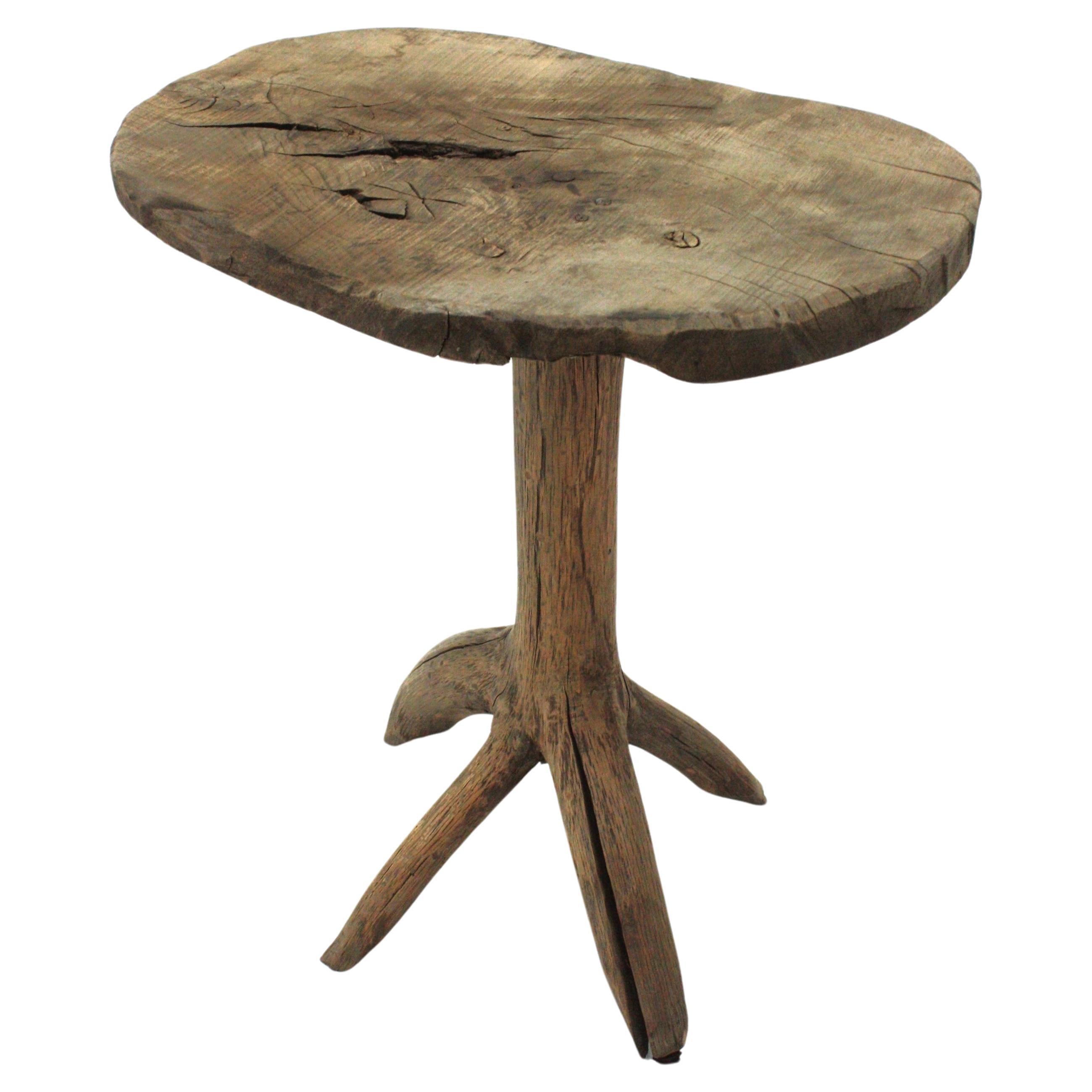 Organic Wabi Sabi Rustic Side Table, 1950s 