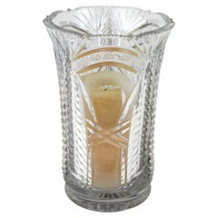 Vase ou bougeoir d'ouragan en cristal taillé