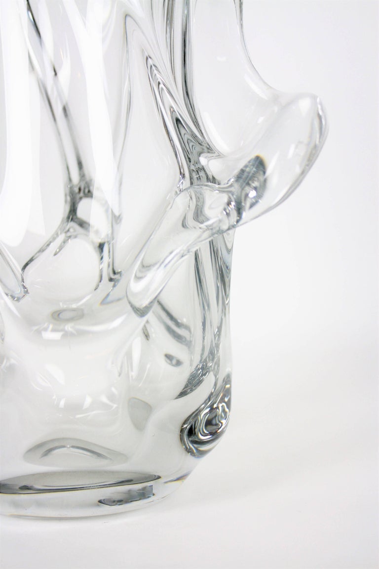 Extra Large MIdCentury Modern Sculptural Clear Murano Glass Vase For