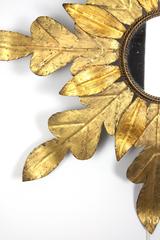 Backlit Gilt Iron Sunburst or Flower Burst Mirror in Two Gold Tones