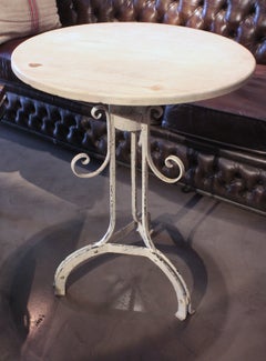 Vintage Spanish Art Deco Iron and Marble Gueridon Table