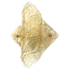 Mazzega Murano Rhombus Wall Light in Textured Clear Glass and Gold Flecks