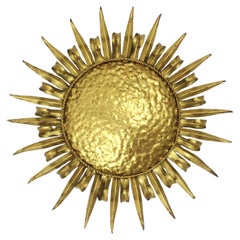 Lámpara empotrada de pestañas, hierro forjado dorado, años 50