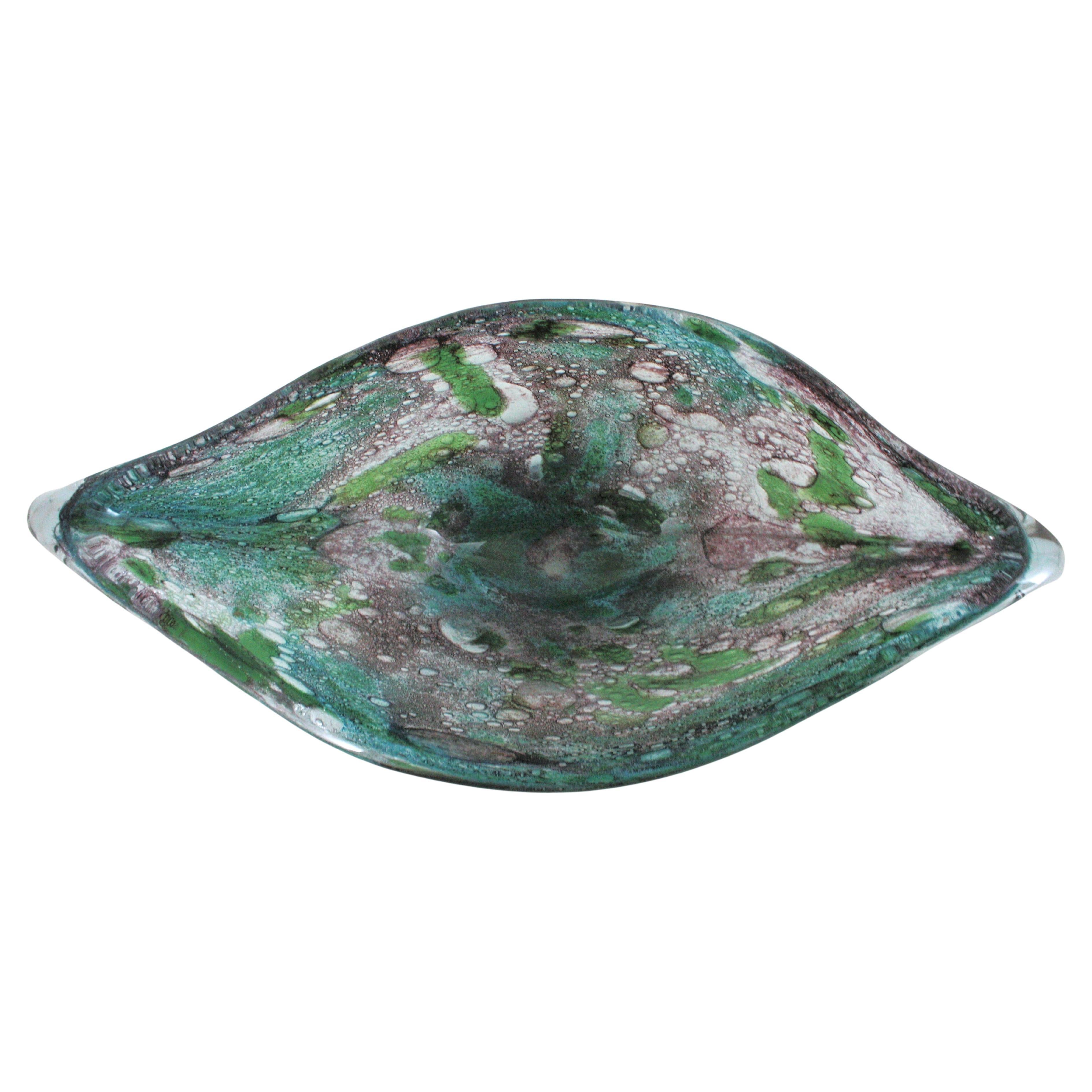 AVEM Murano Pulegoso Lila-Blaue Tafelaufsatz-Vase aus Kunstglas, AVEM (Handgefertigt) im Angebot