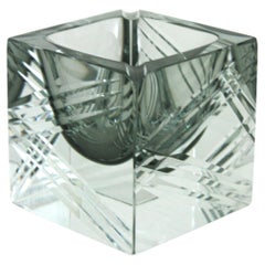 Flavio Poli Murano Sommerso Grey Faceted Art Glass Bowl / Ashtray