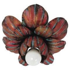 Large Flower Bud Light Fixture in Polychromed Iron