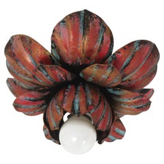 Lámpara de capullo de flor grande de hierro policromado