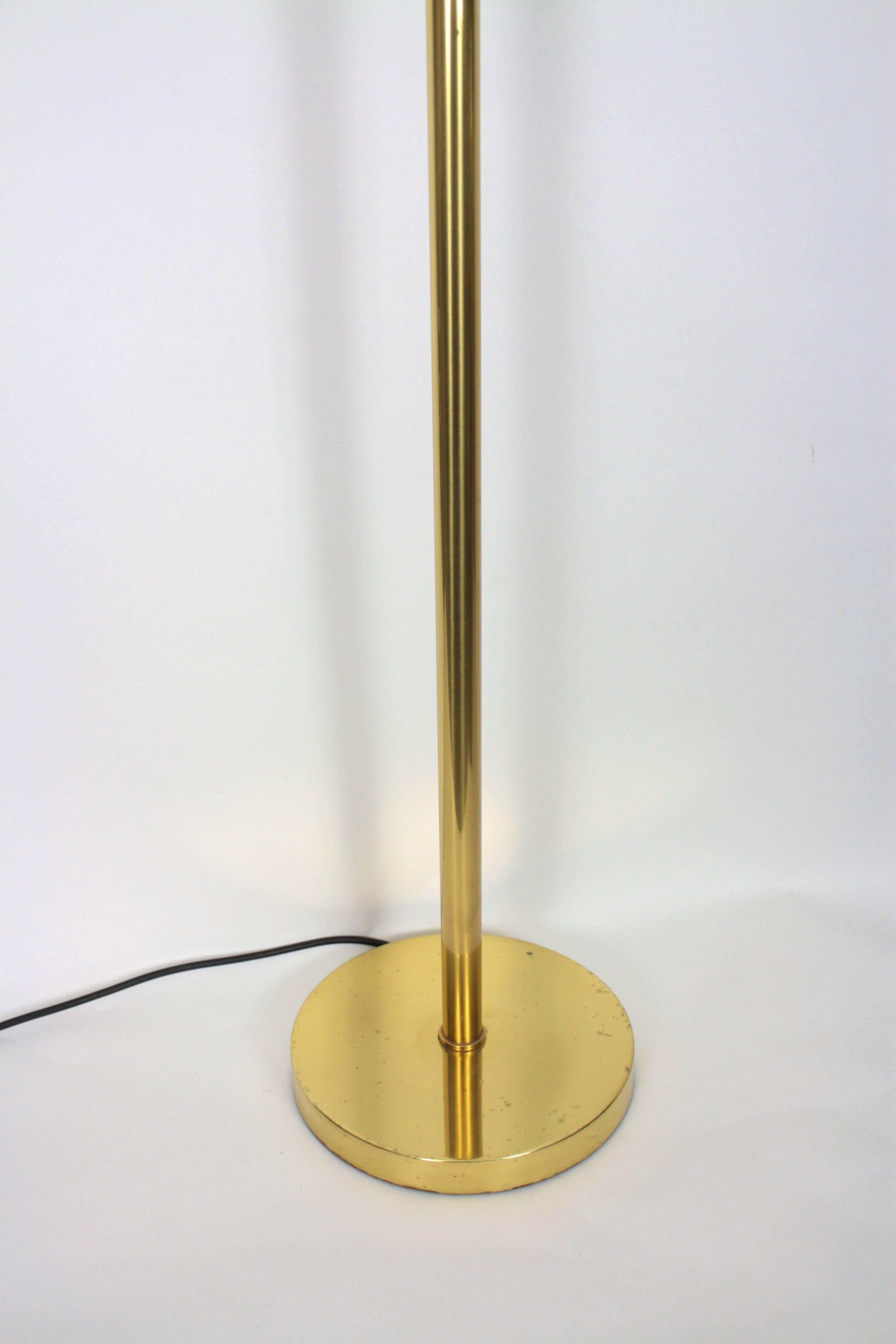Mid-Century Modern 1960s Signed HANSEN LAMPS NEW YORK Brass Swivel Floor Lamp