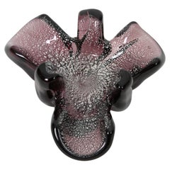 Organic Murano Purple Art Glass Bowl / Ashtray with Silver Flecks, 1960