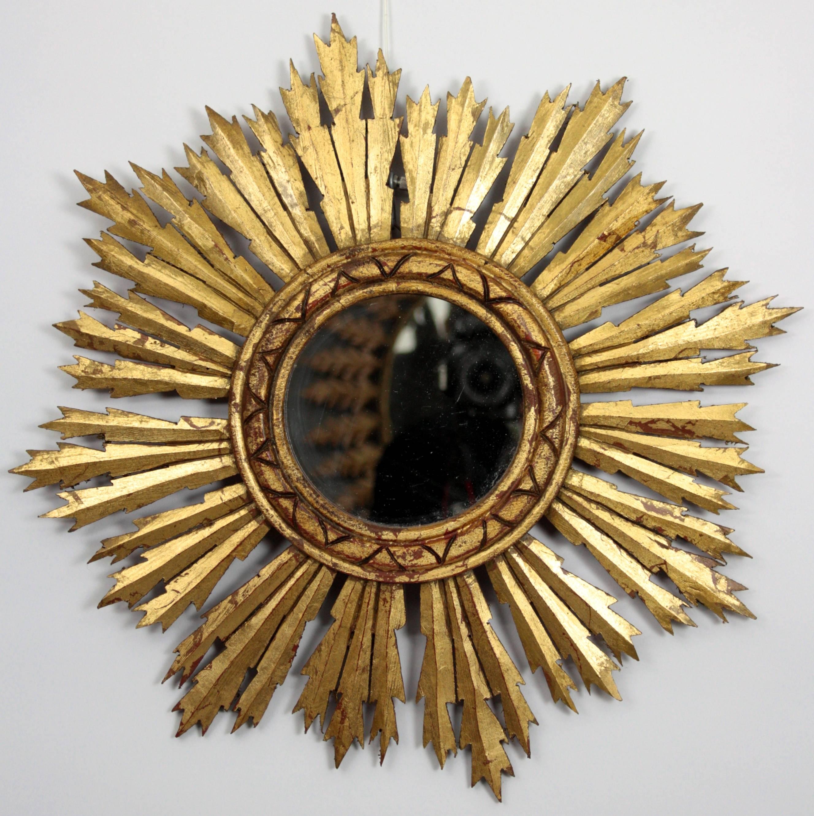 Set of Three Spanish Mid-Century Modernist Sunburst Mirrors In Excellent Condition In Barcelona, ES