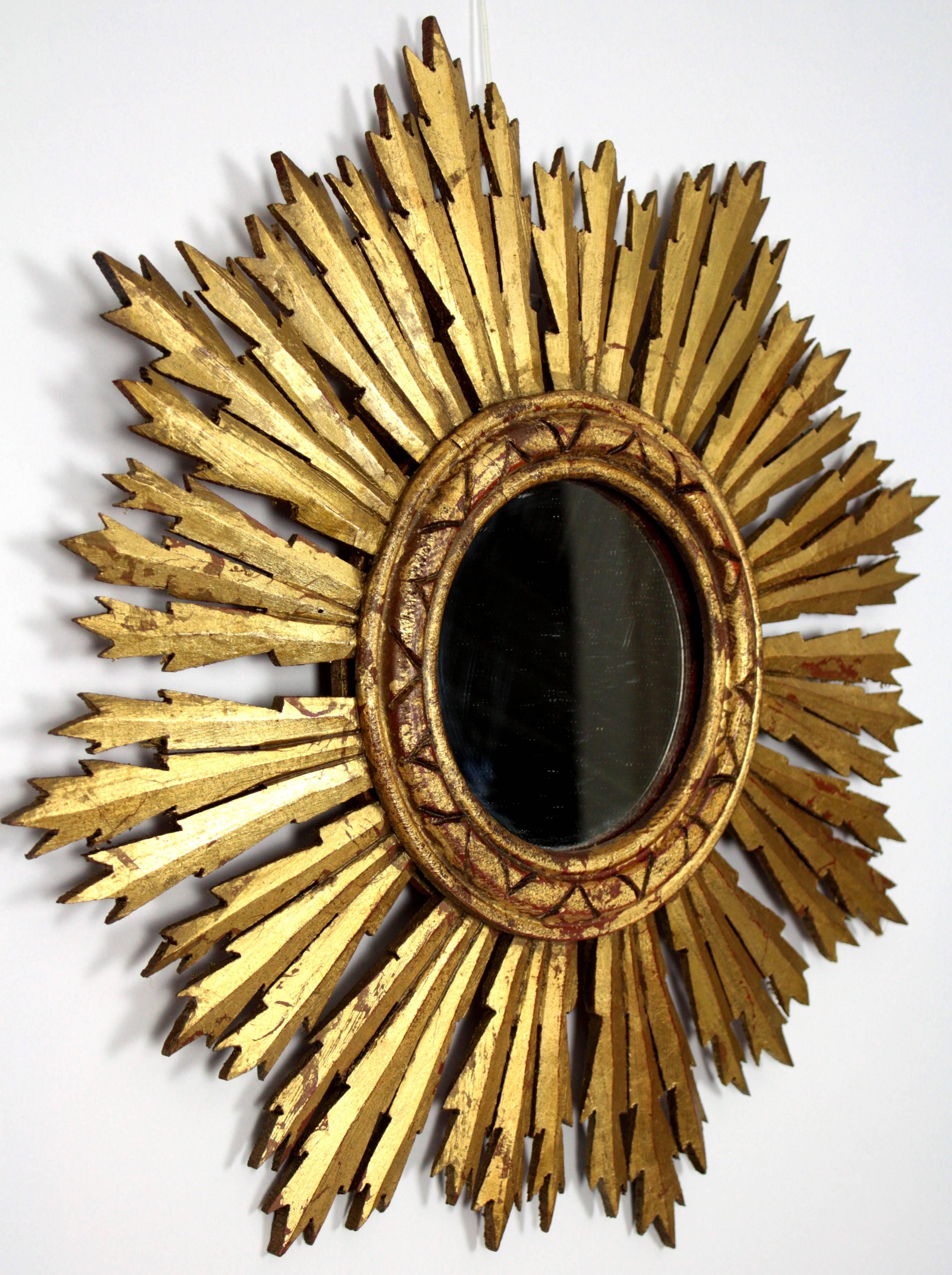 Mid-20th Century Set of Three Spanish Mid-Century Modernist Sunburst Mirrors