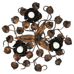Foliage Floral Flush Mount Deckenleuchte in Bronze vergoldet patiniertem Eisen