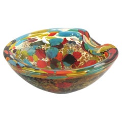 Cuenco italiano multicolor de cristal de Murano, años 60