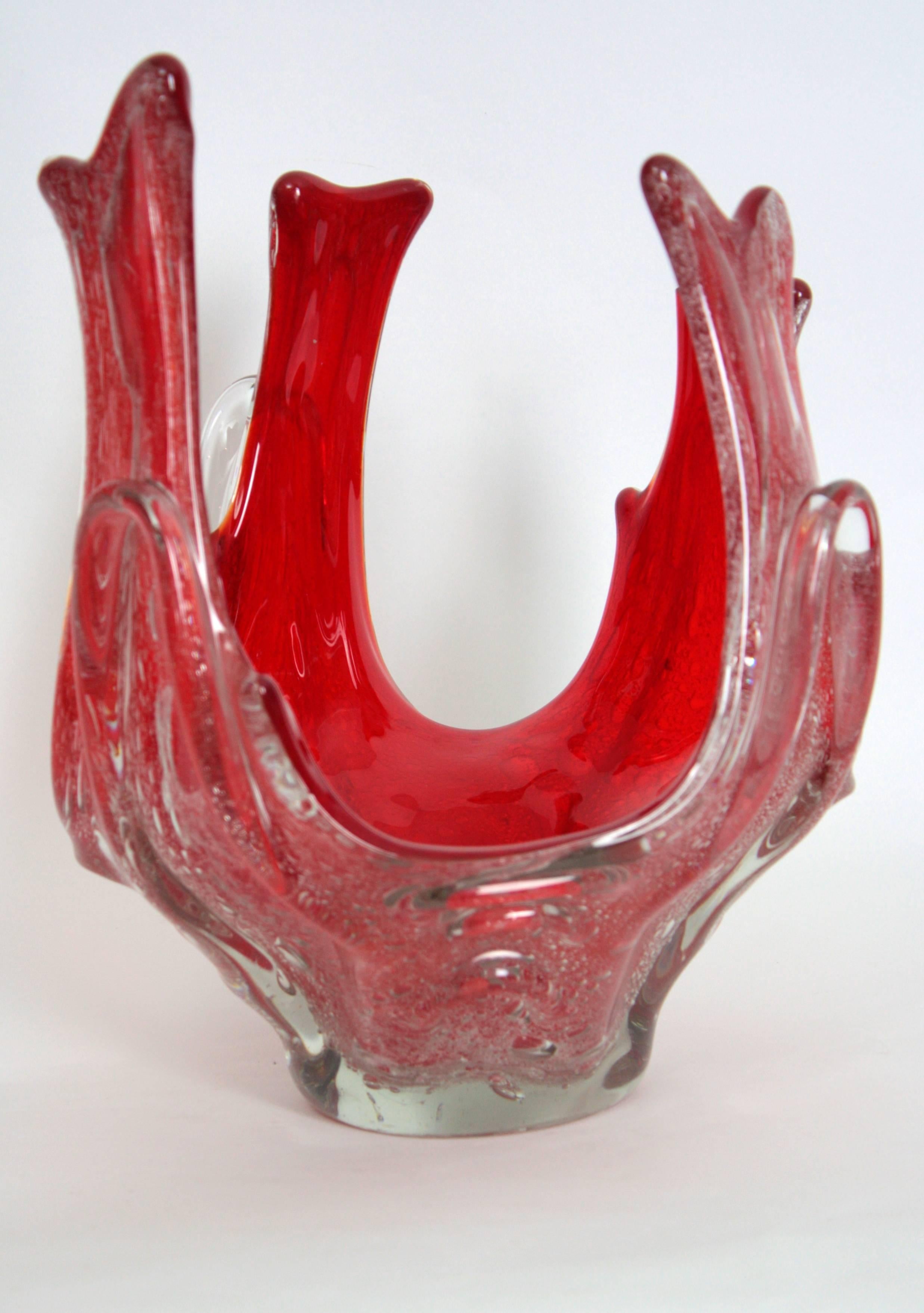 red glass centerpiece