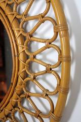 Spanish Mid-Century Modern Bamboo and Wicker Circular Mirror
