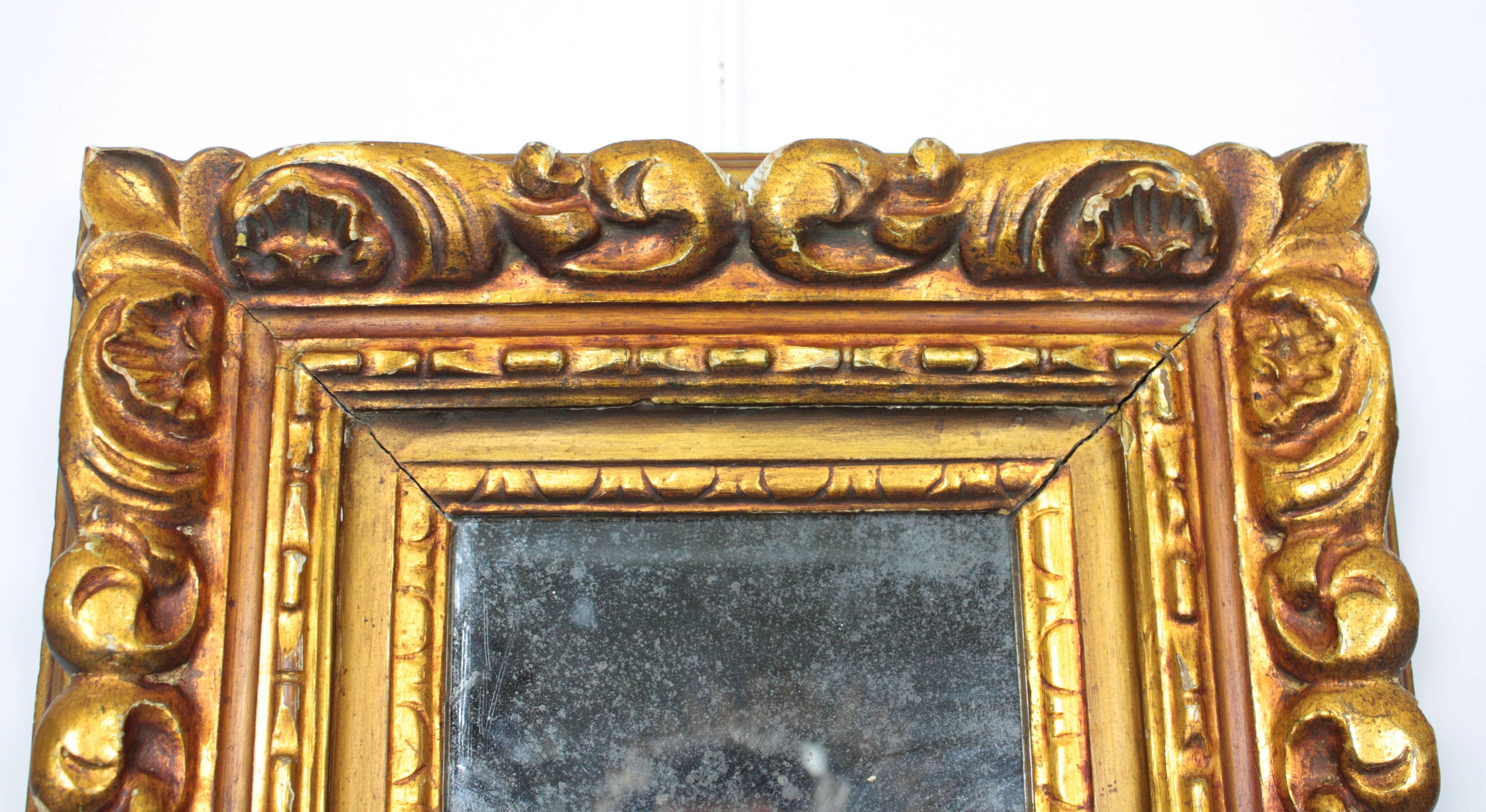 Spanish Baroque Carved Giltwood Mirror / Frame In Good Condition For Sale In Barcelona, ES