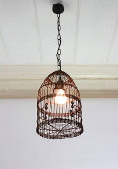 Spanish Birdcage Pendant Lamp in Iron, 1940s