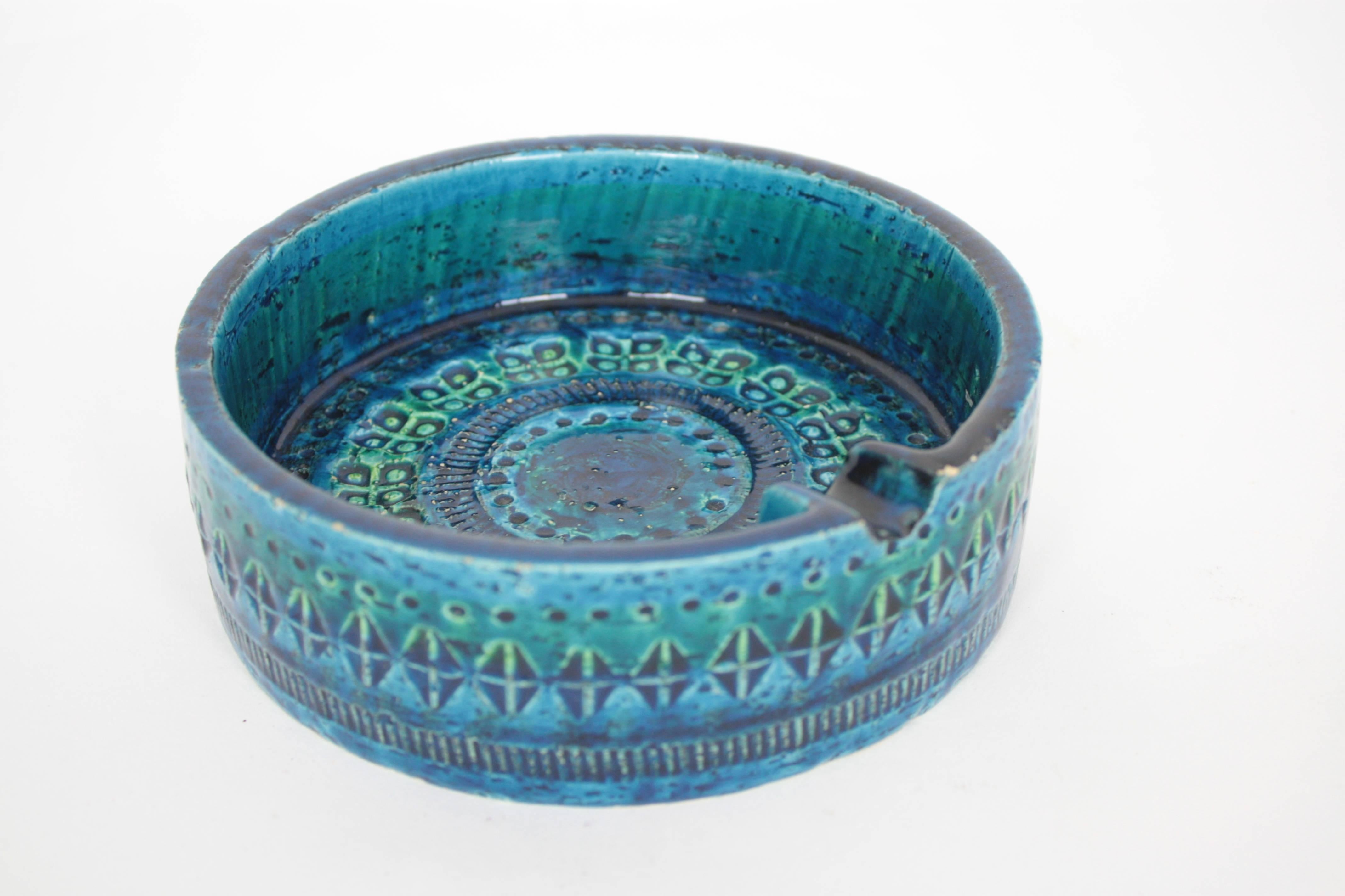 Aldo Londi for Bitossi Set of Rimini Blue Glazed Ceramic Ashtrays In Good Condition In Barcelona, ES
