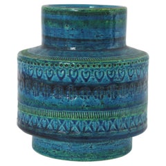 Bitossi Aldo Londi Rimini Blue Glazed Ceramic Vase, Mid-Century Modern, 1960s